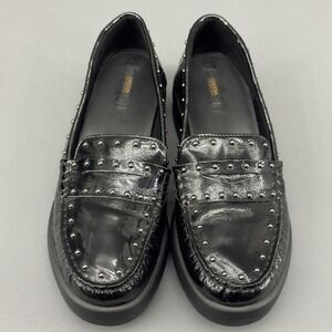 Geox D Wimbley Black Patent Studded Moc Loafer Flats Women's Size 9.5US 40EU